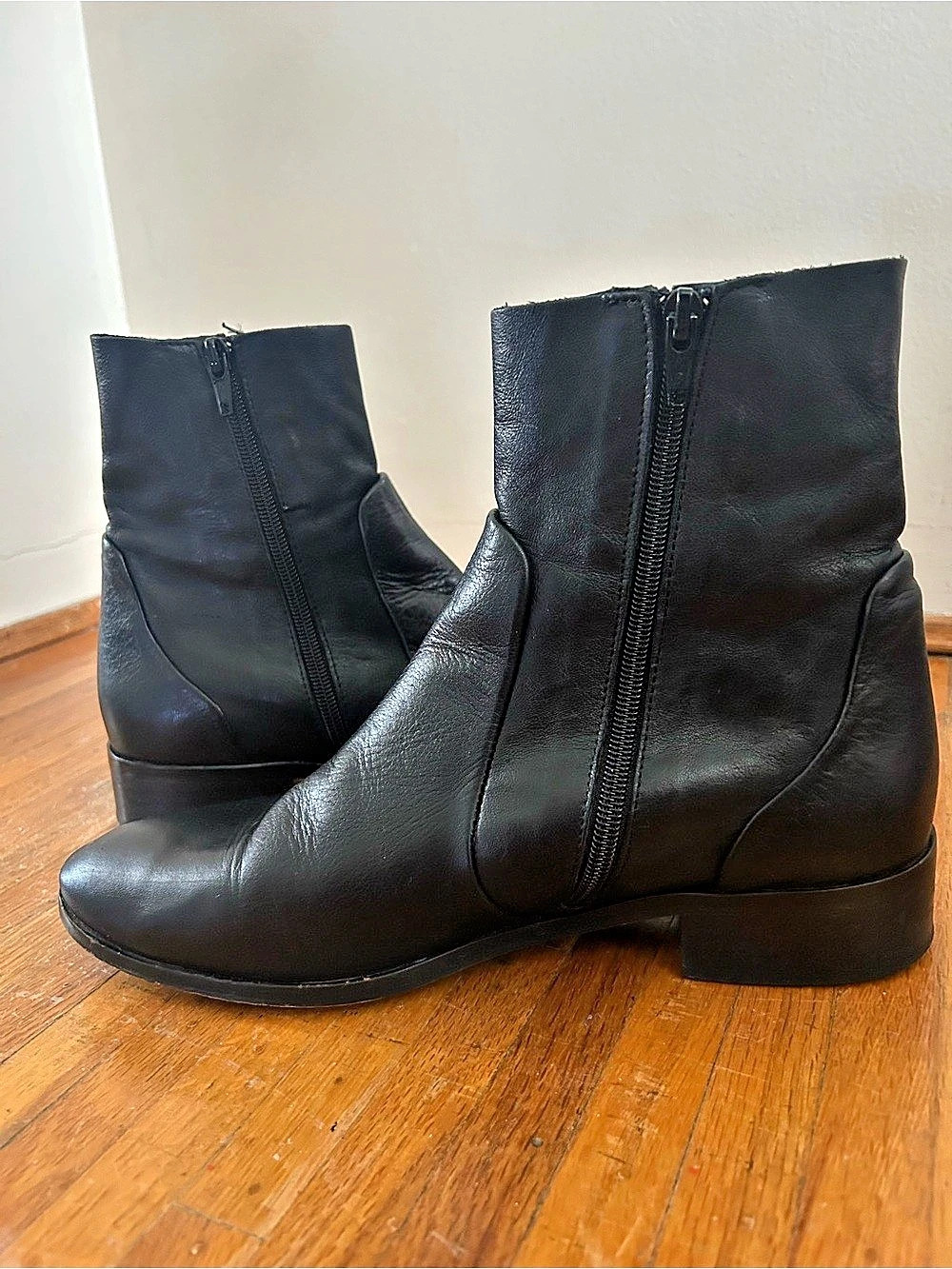 Topshop Black Genuine Leather Glove Ankle Boots, Soft Thin Leather Sock Booties